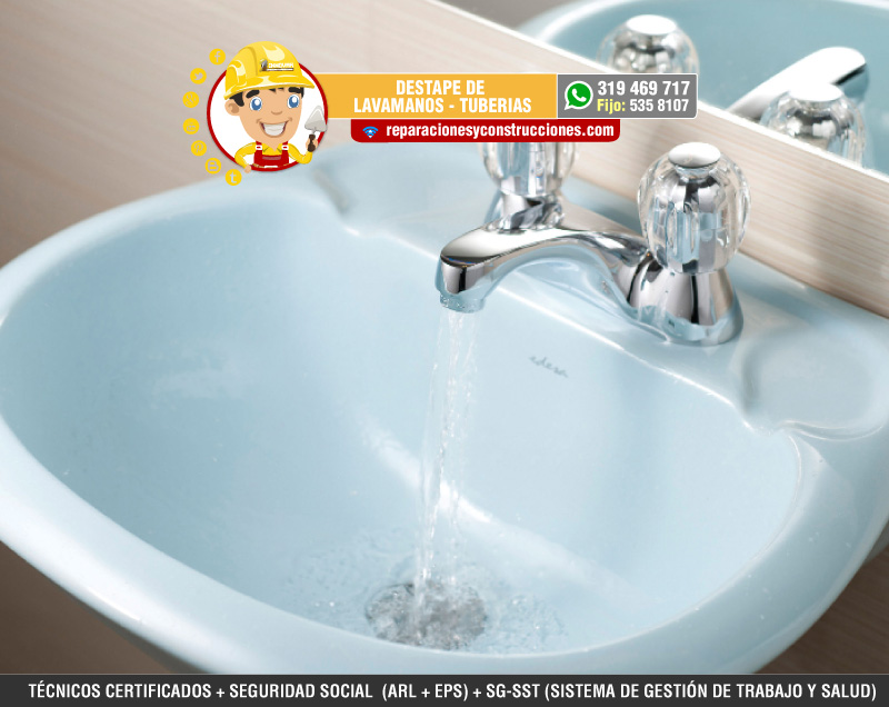 destape de tubería de lavamanos